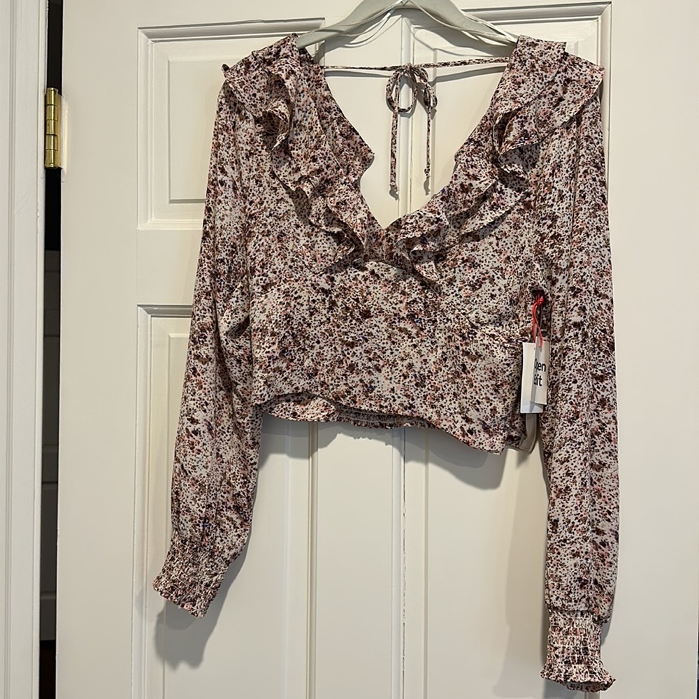 Open Edit top- small - ivory multi flower fields - BRAND NEW